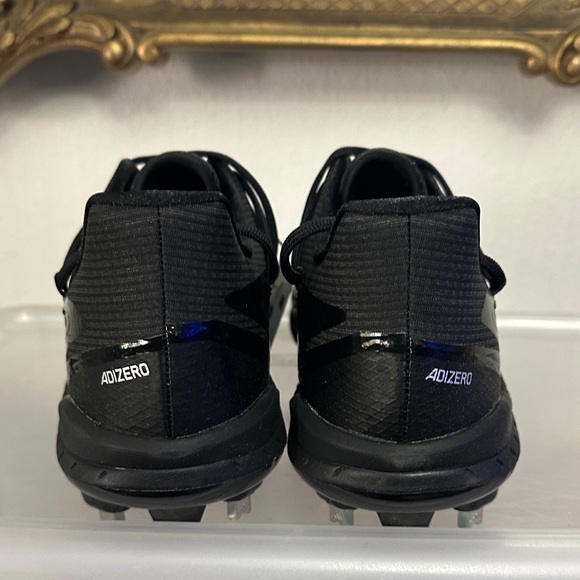 Adidas Adizero Afterburner 8 Black and White Men's Baseball Metal Cleats - Picture 3 of 8